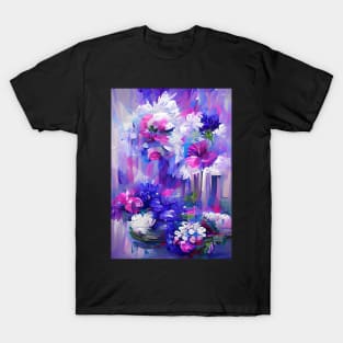 SUPER CUTE PINK AND PURPLE AND BLUE FLORAL PRINT T-Shirt